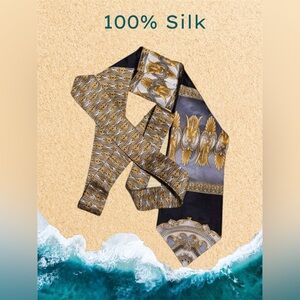 💎Vintage Elegant Black and Gold Silk Tie